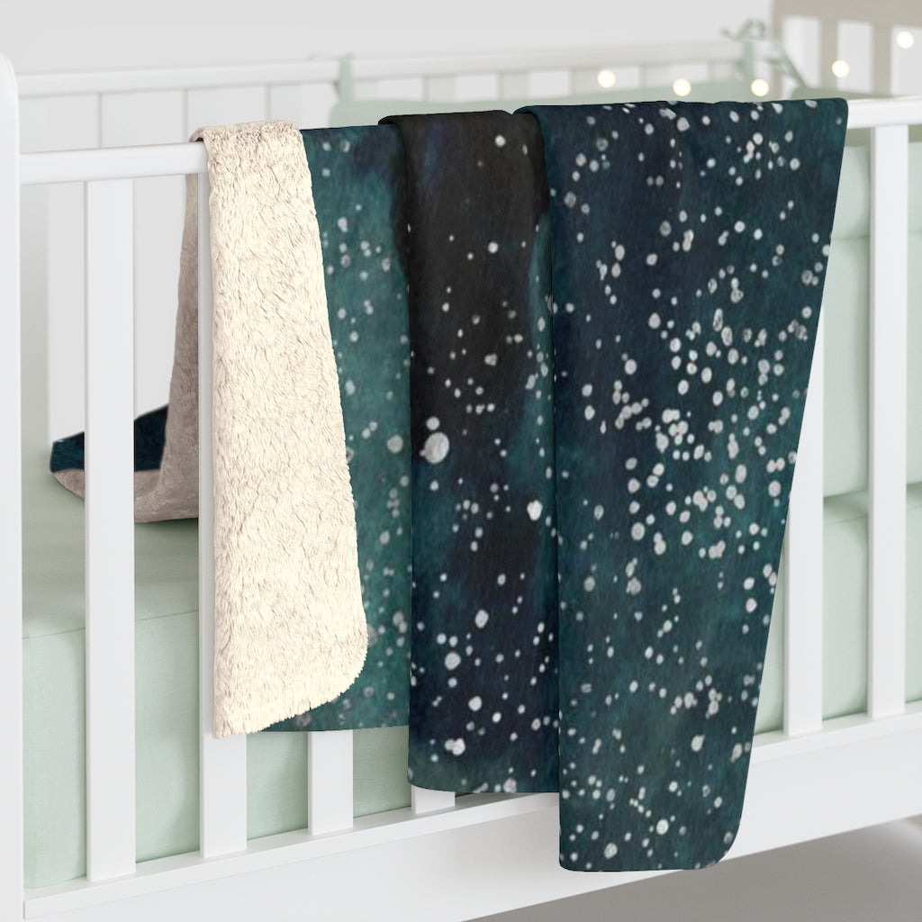 Gradient Clouds Comfy Blanket | Green Silver