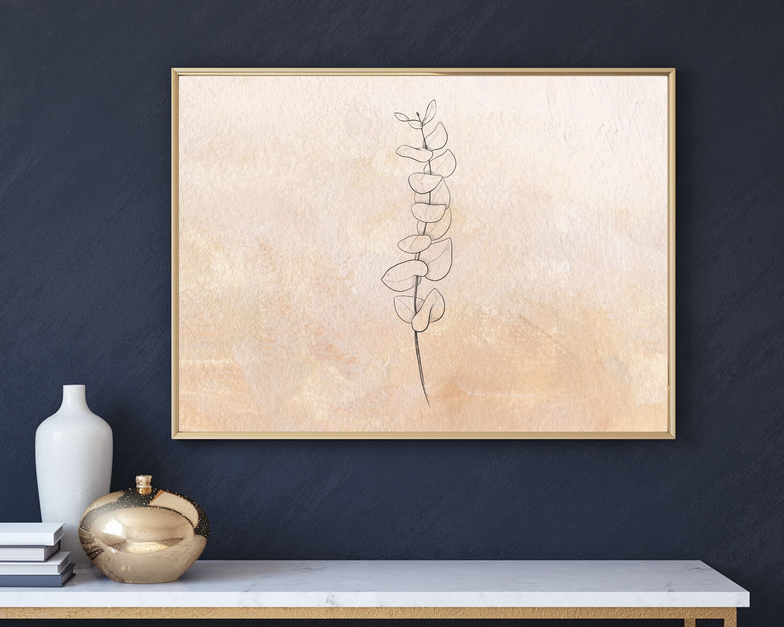 Abstract Terracotta Art Prints | Beige Leaves