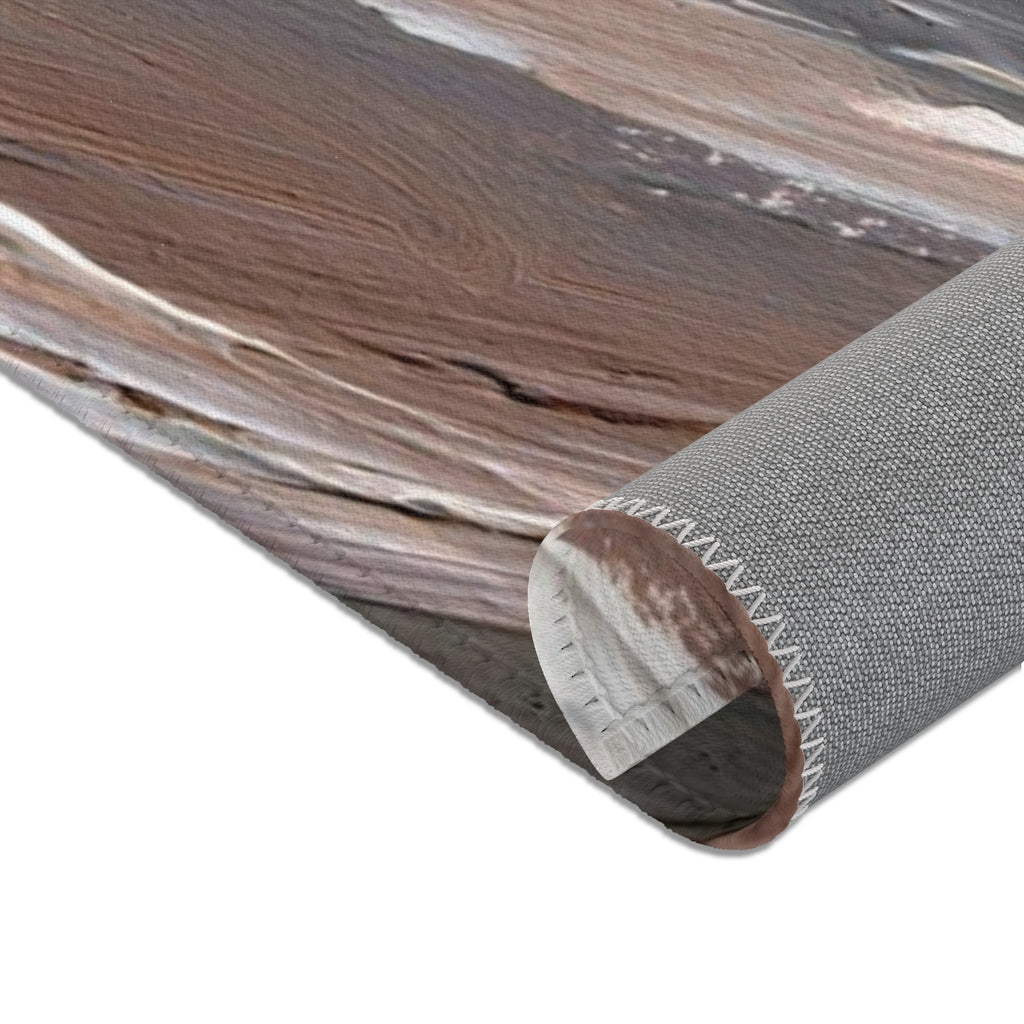 Abstract Area Rug | Gray White Brown Acrylic Paint