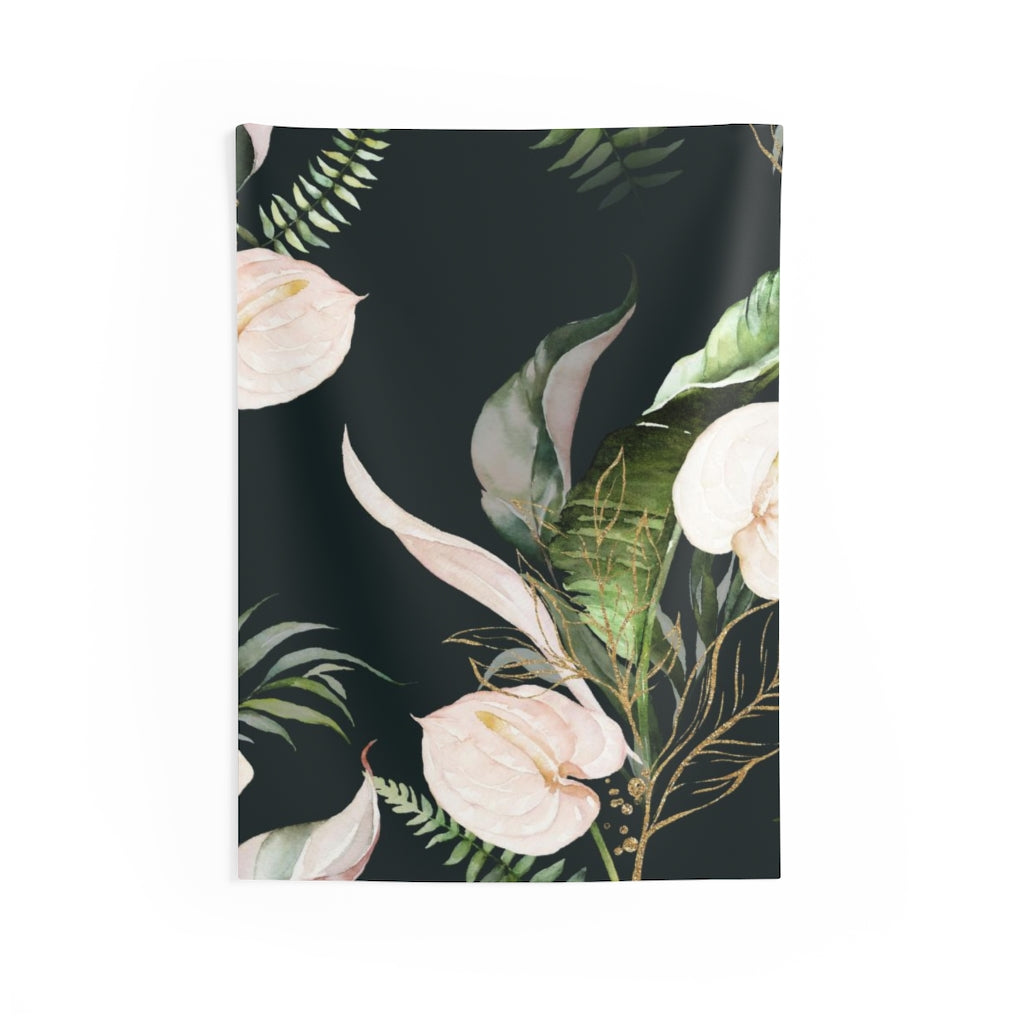 Floral Tapestry | Black White Green Orchids