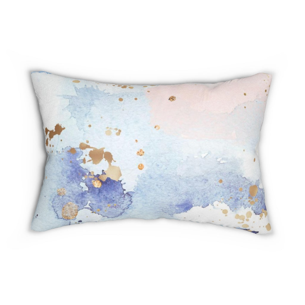 Abstract Boho Lumbar Pillow | White Pastel Blue Blush Pink