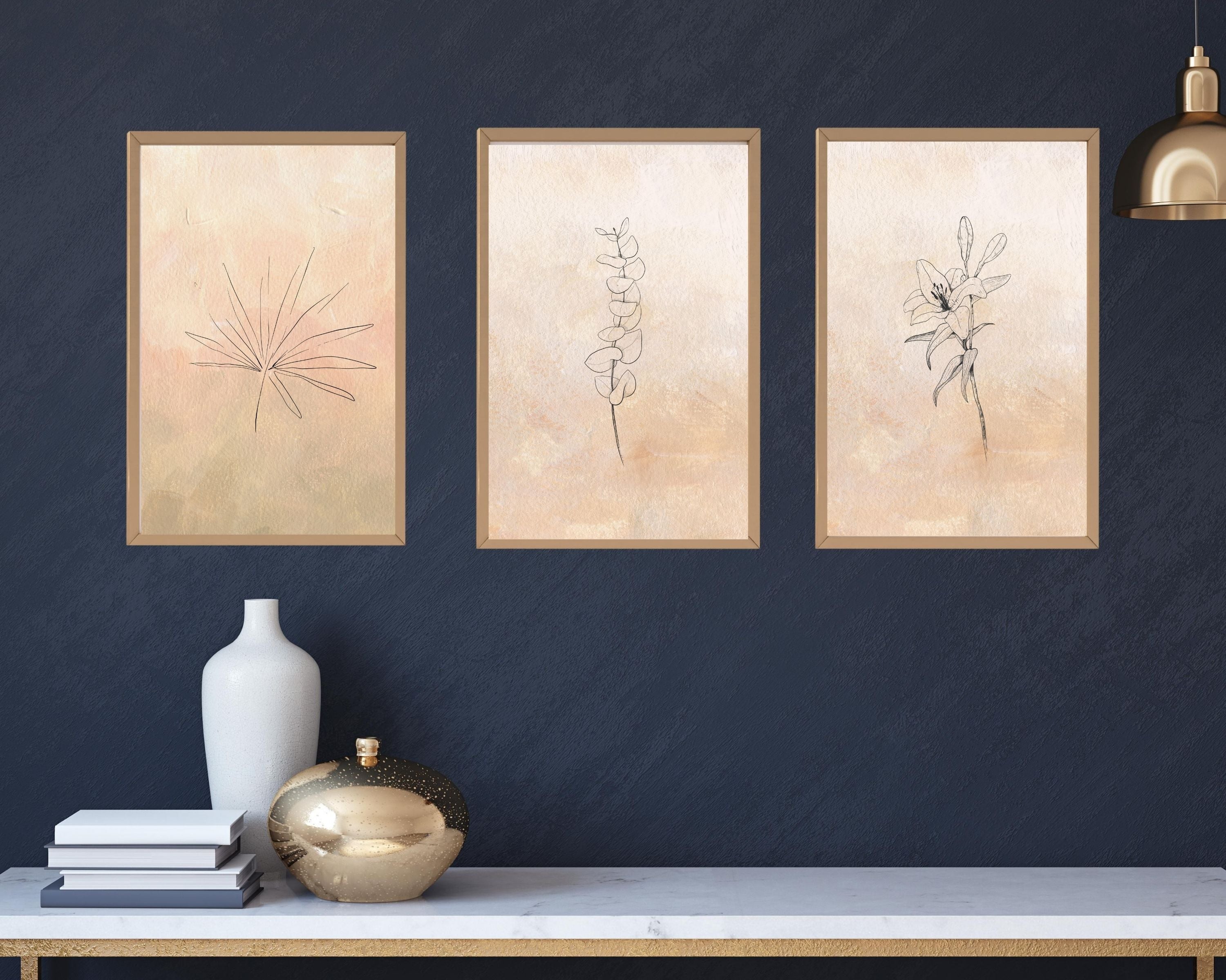 Abstract Terracotta Art Prints | Beige Leaves