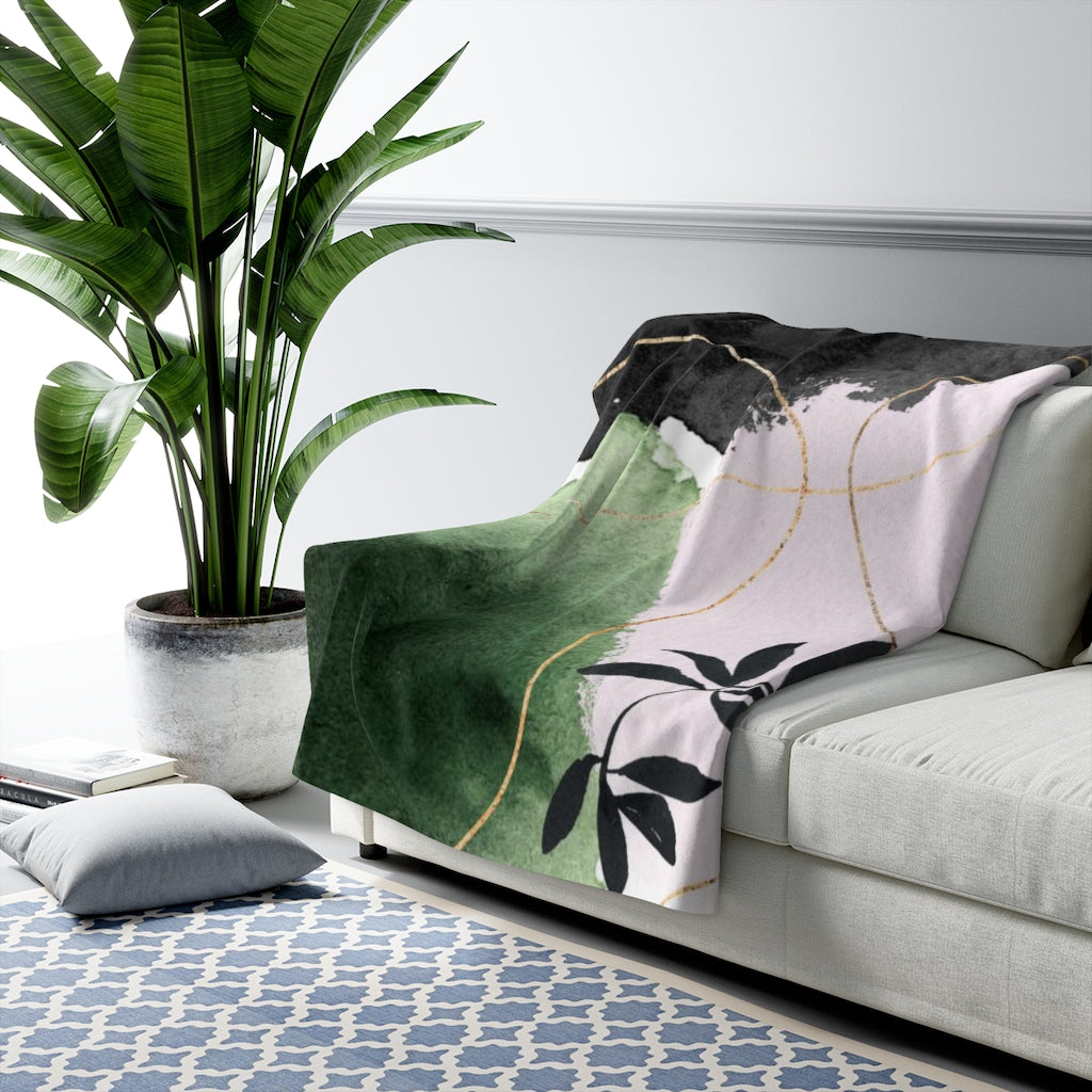 Floral Comfy Blanket | Black Purple Gold White