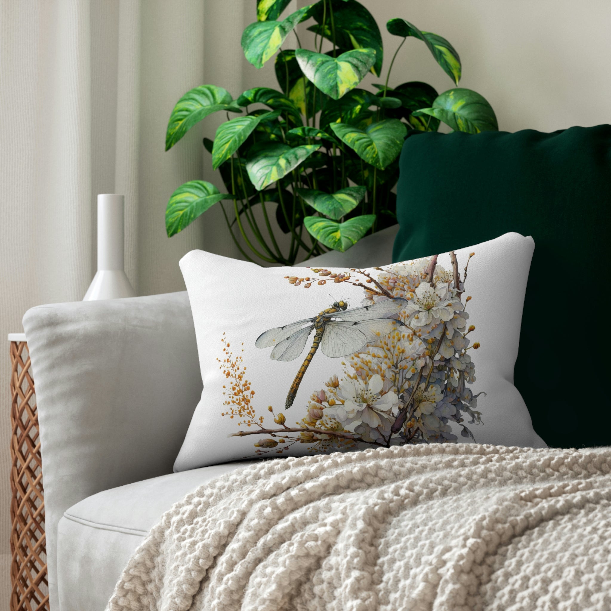 Dragonfly Lumbar Pillow | Spring Botanical