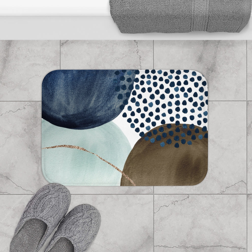 Bath Mat | Abstract Navy Taupe Teal