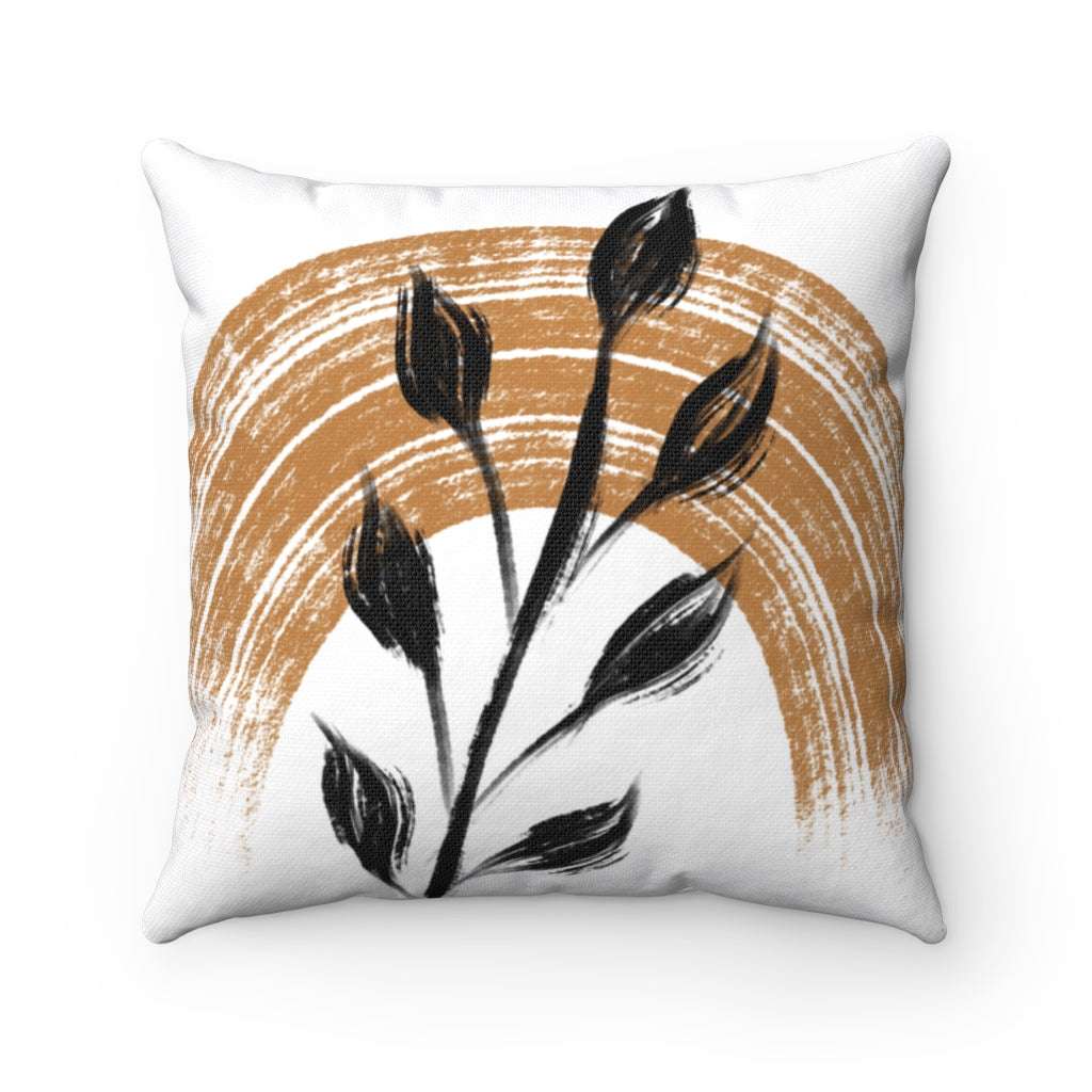 Boho Pillow Cover | Brown Black | One Line Art