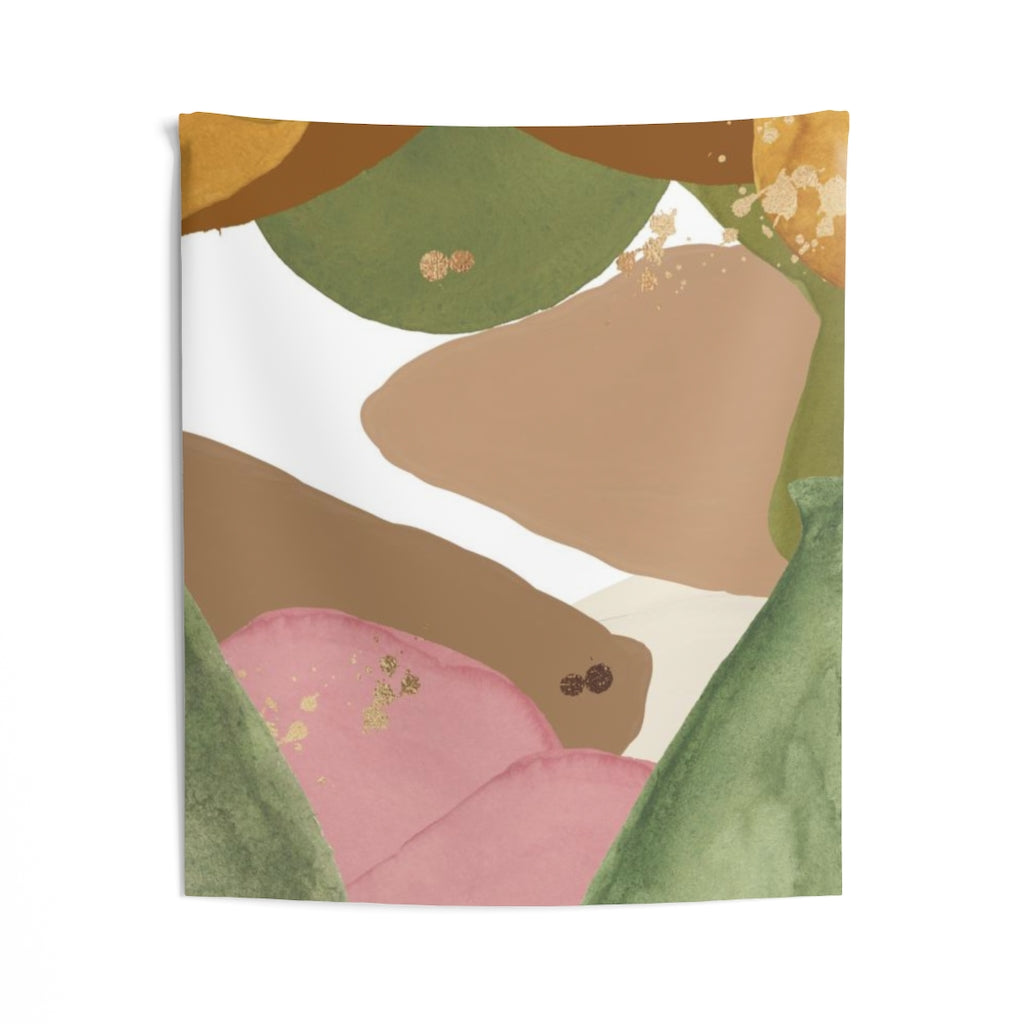 Abstract Tapestry | Pink Green White Beige