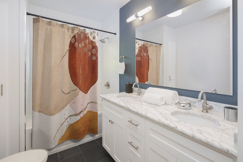 Rusty Beige Gold Abstract Shower Curtain