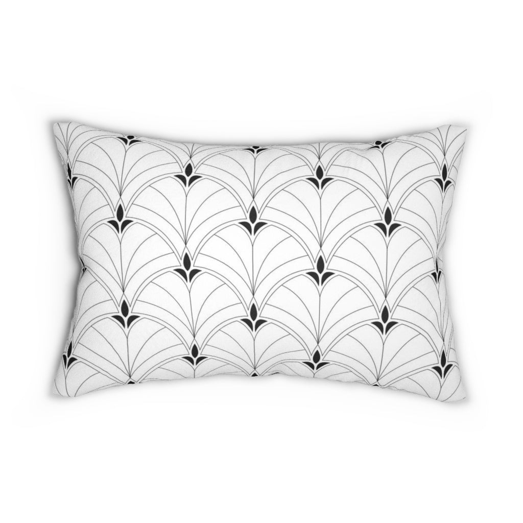 Modern Boho Lumbar Pillow | Art Deco | Black White