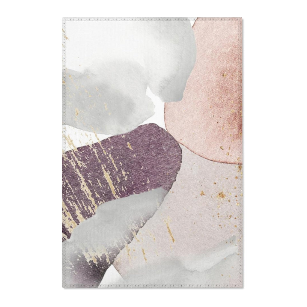 Abstract Area Rug | Purple Beige Pink Gray Gold