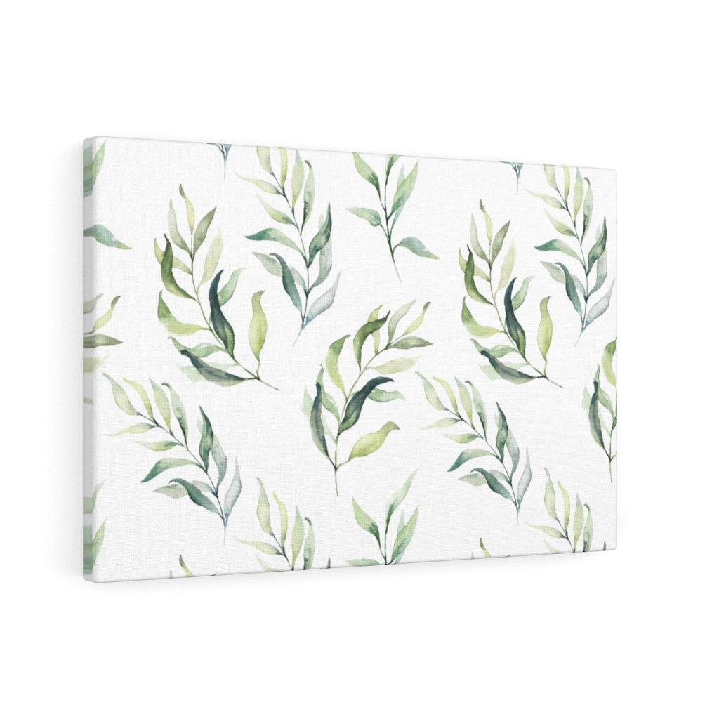 FLORAL CANVAS ART | Green White Leaves