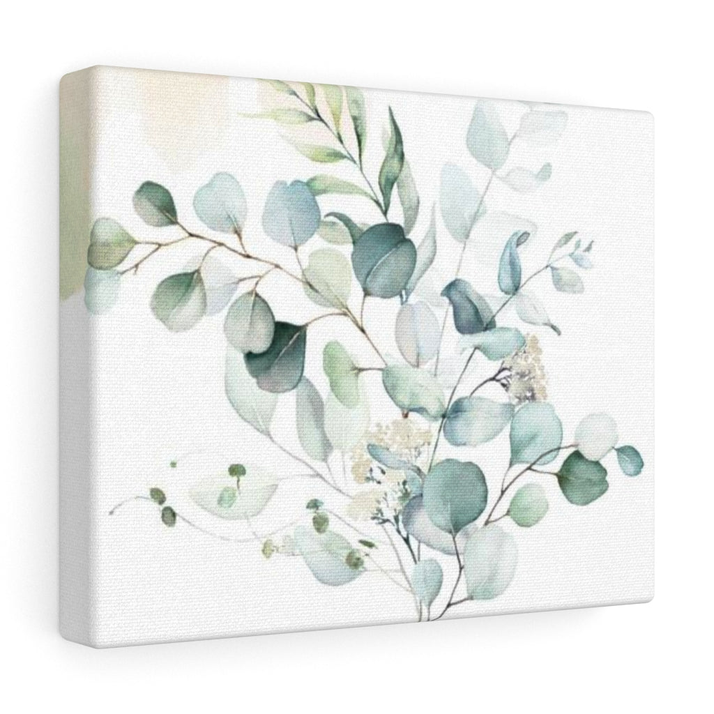 FLORAL WALL CANVAS ART | White Green Eucalyptus Leaves