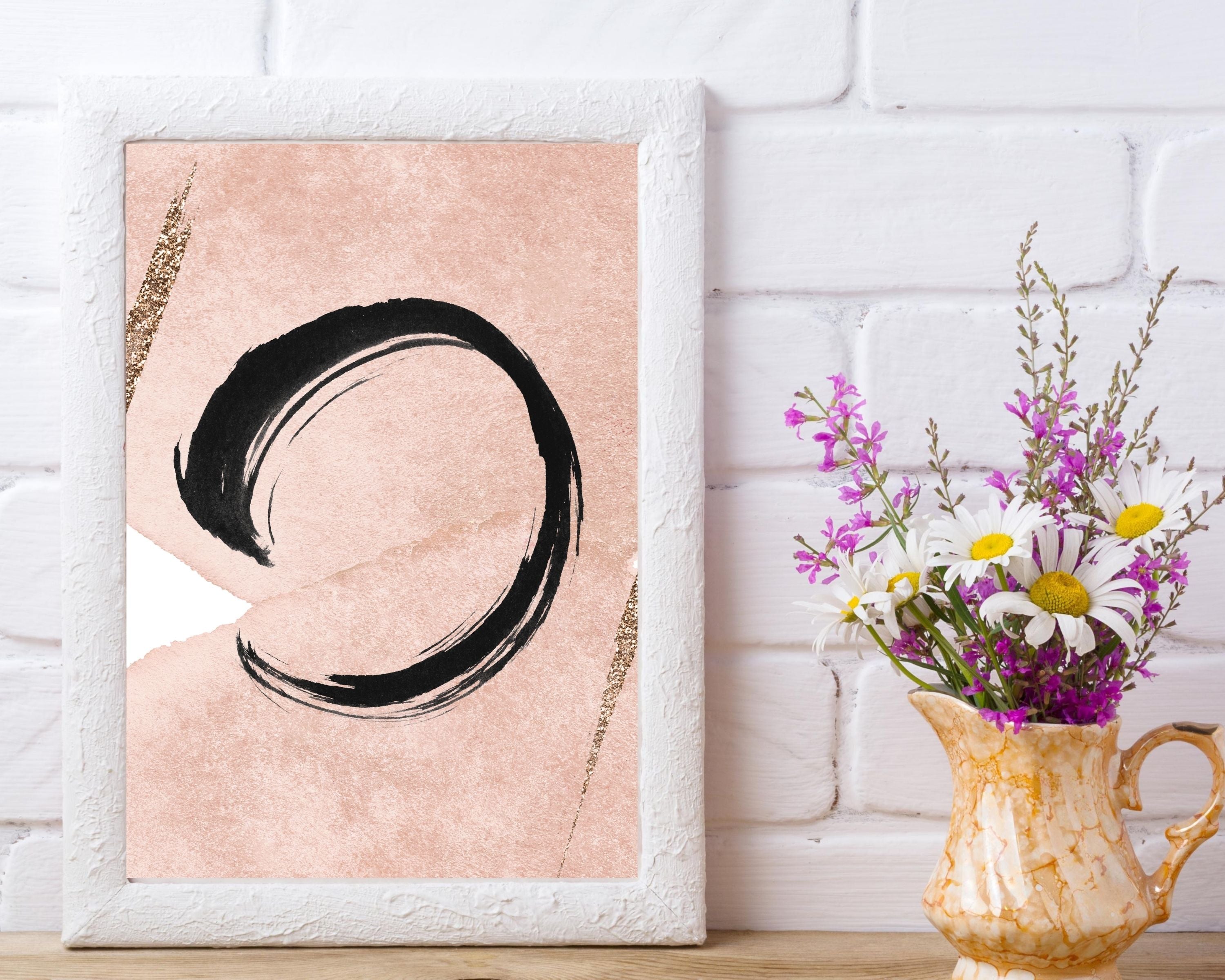 Abstract Boho Art Prints | Blush Pink Black Gold