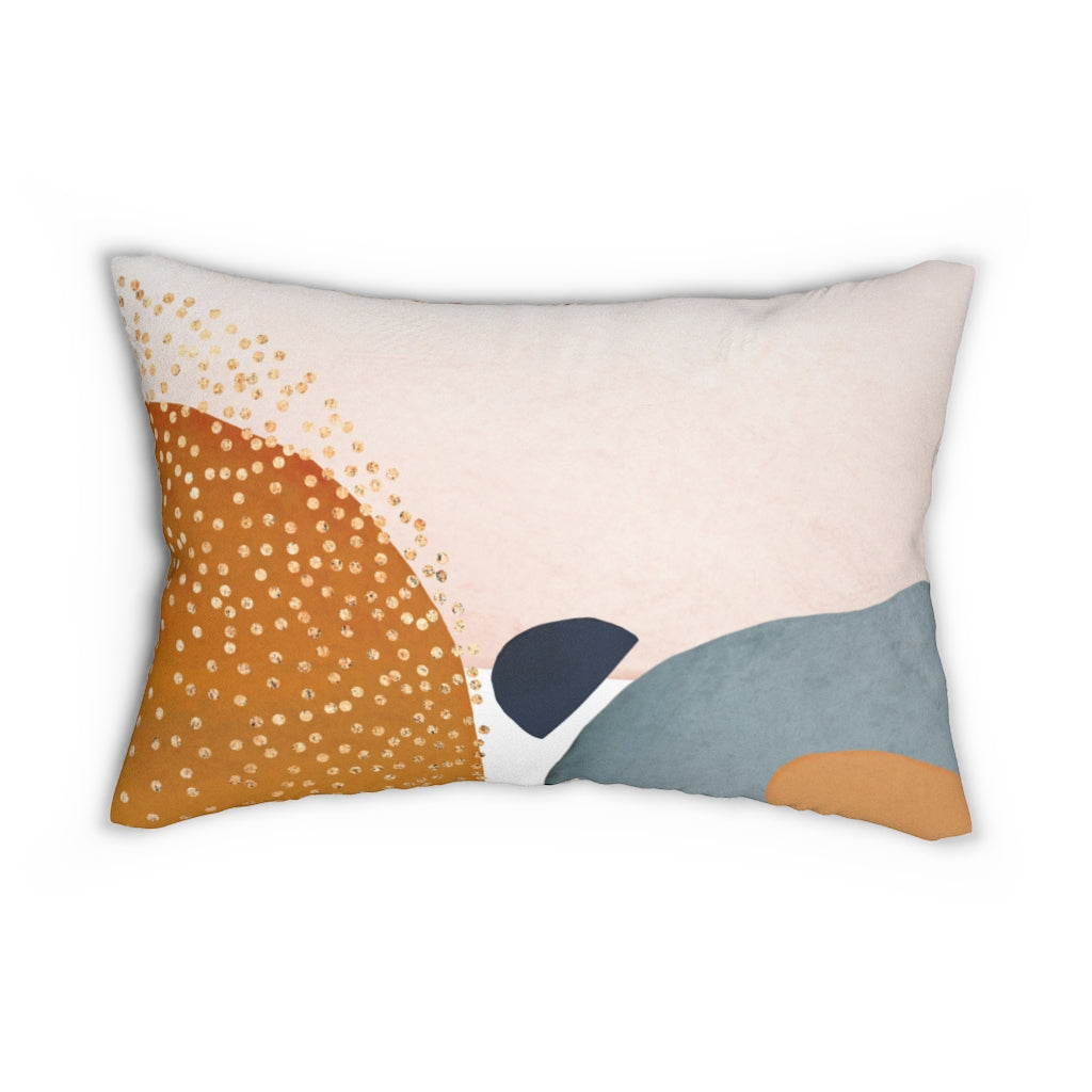 Abstract Lumbar Pillow, Dusty Blue, Blush Pink