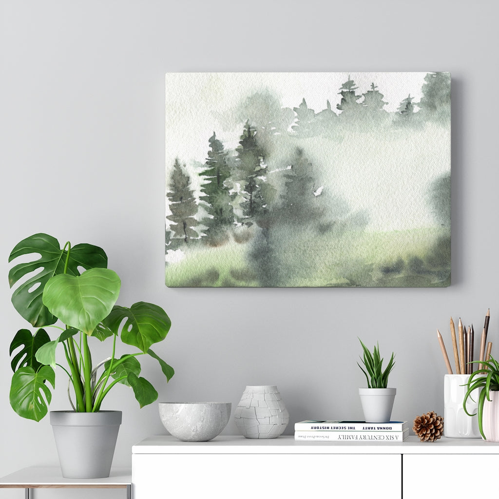 Green Forest Canvas Watercolor Wall Art