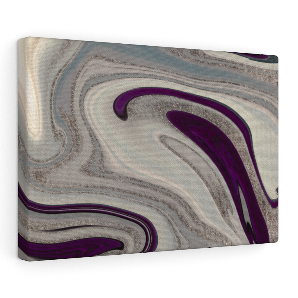 ABSTRACT WALL CANVAS ART | Purple Grey Silver