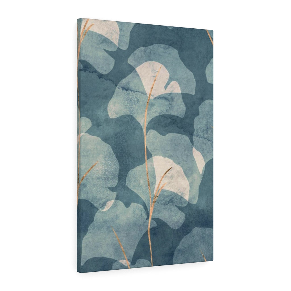 FLORAL WALL CANVAS ART | Blue Beige Ginko