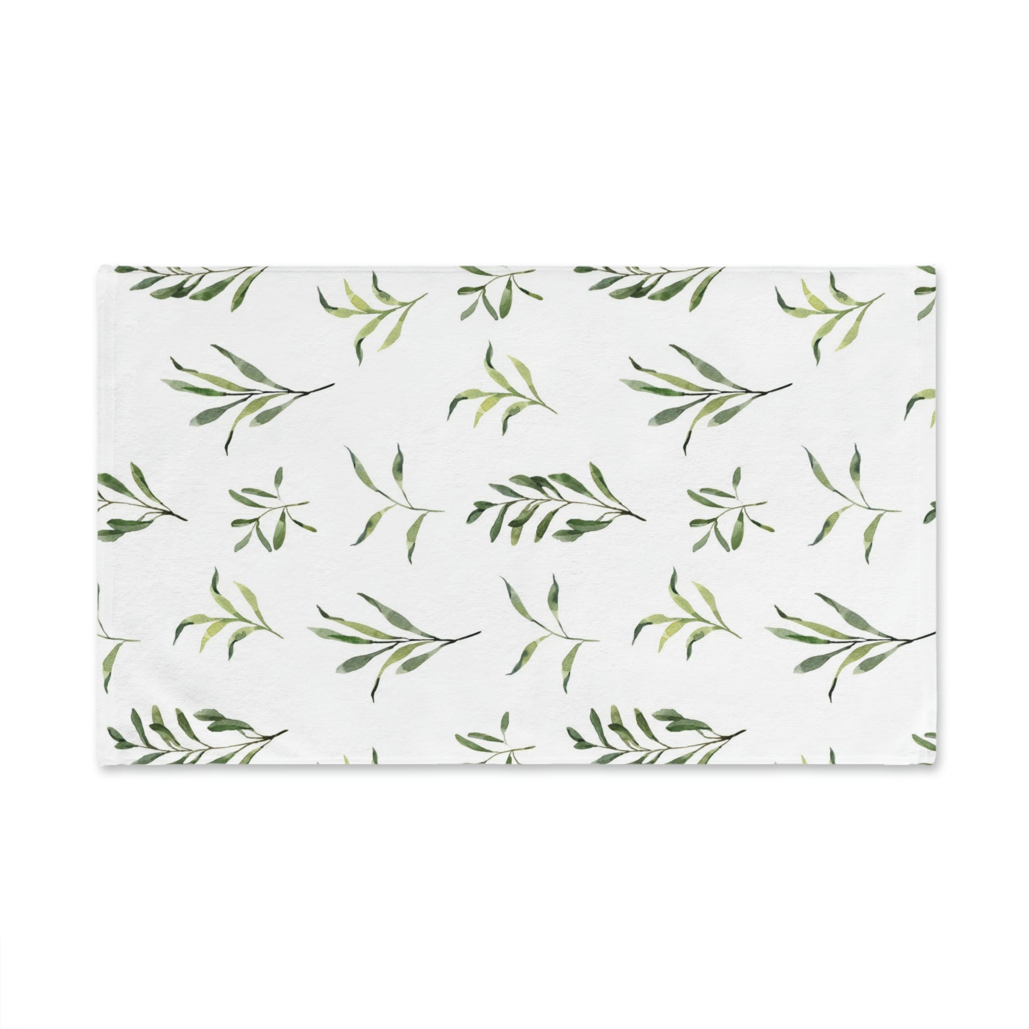 Floral Kitchen, Bath Hand Towel | Sage Green Leaves, White