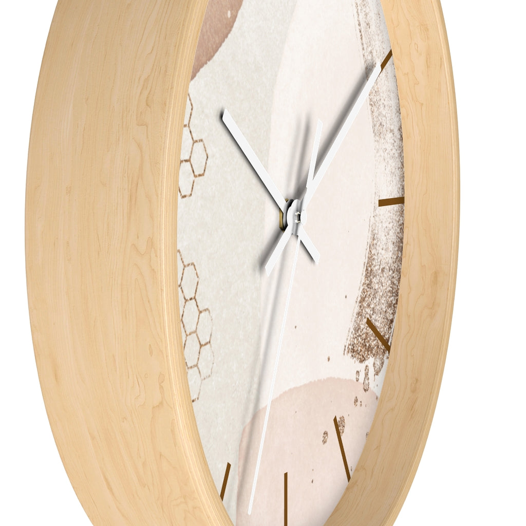 Wood, Wall Clock, Beige and Ivory 10"