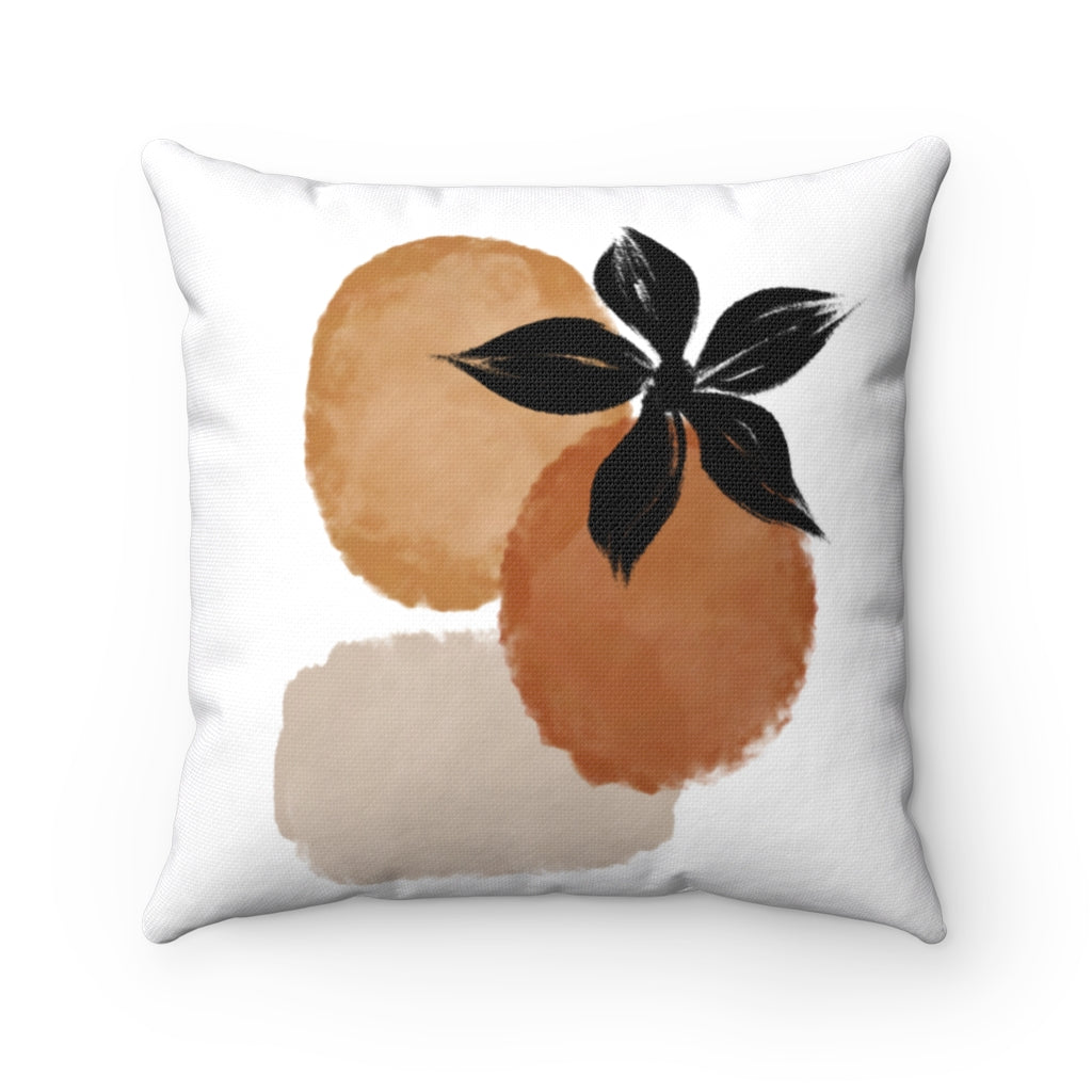 Boho Pillow Cover | Brown Black Beige Flower | One Line Art