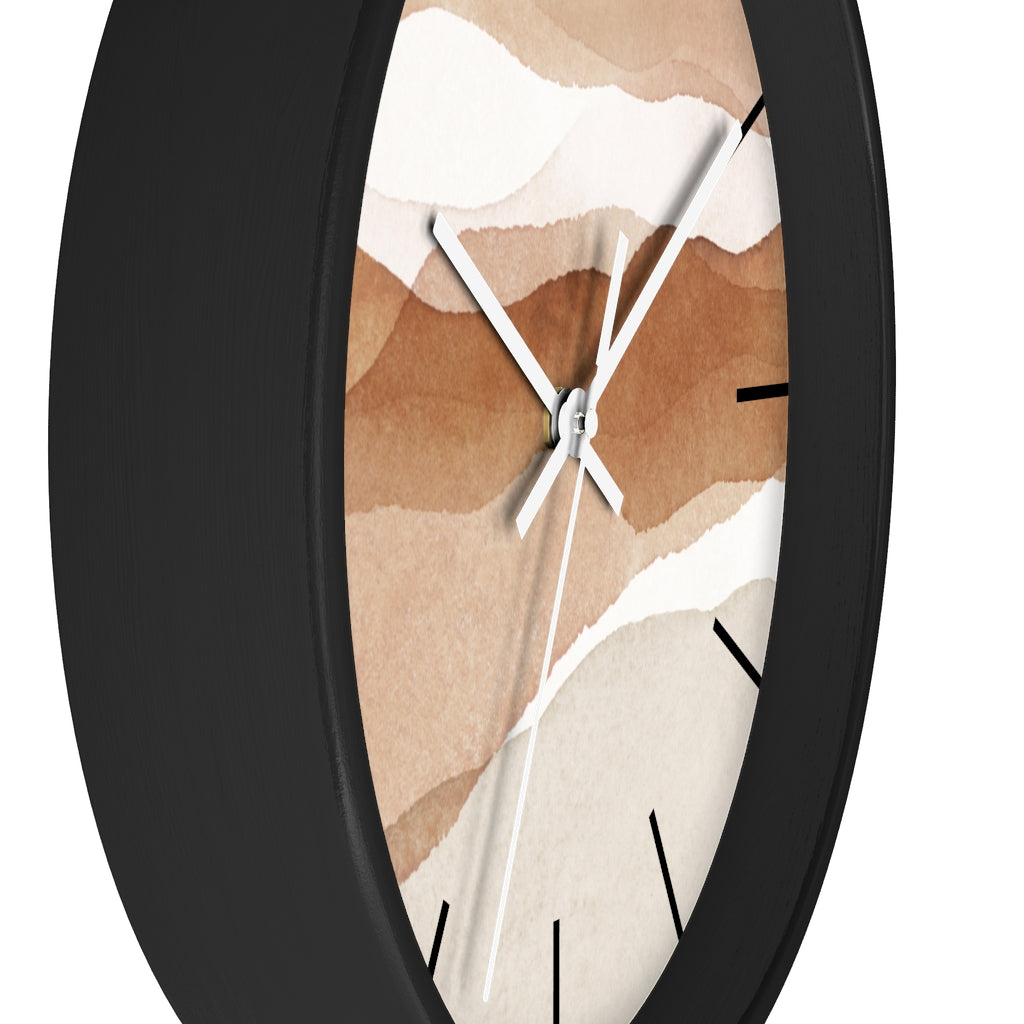 Wood, Wall Clock, Beige Brown 10"