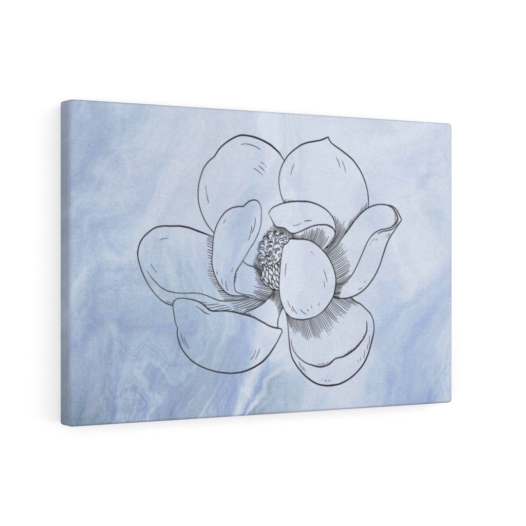 FLORAL CANVAS ART | Blue White Line Art Lotus