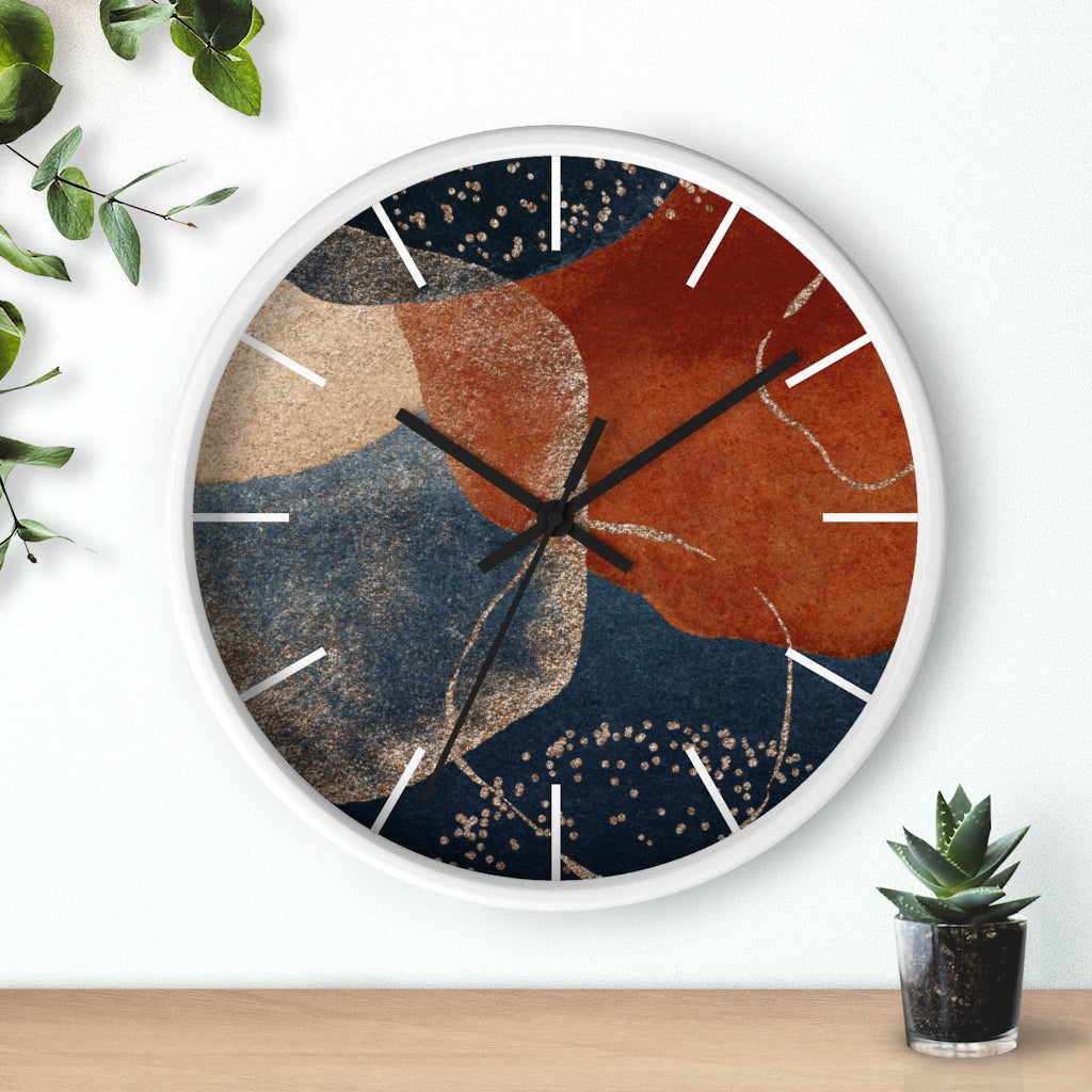 Wood, Wall Clock, Navy Rust 10"