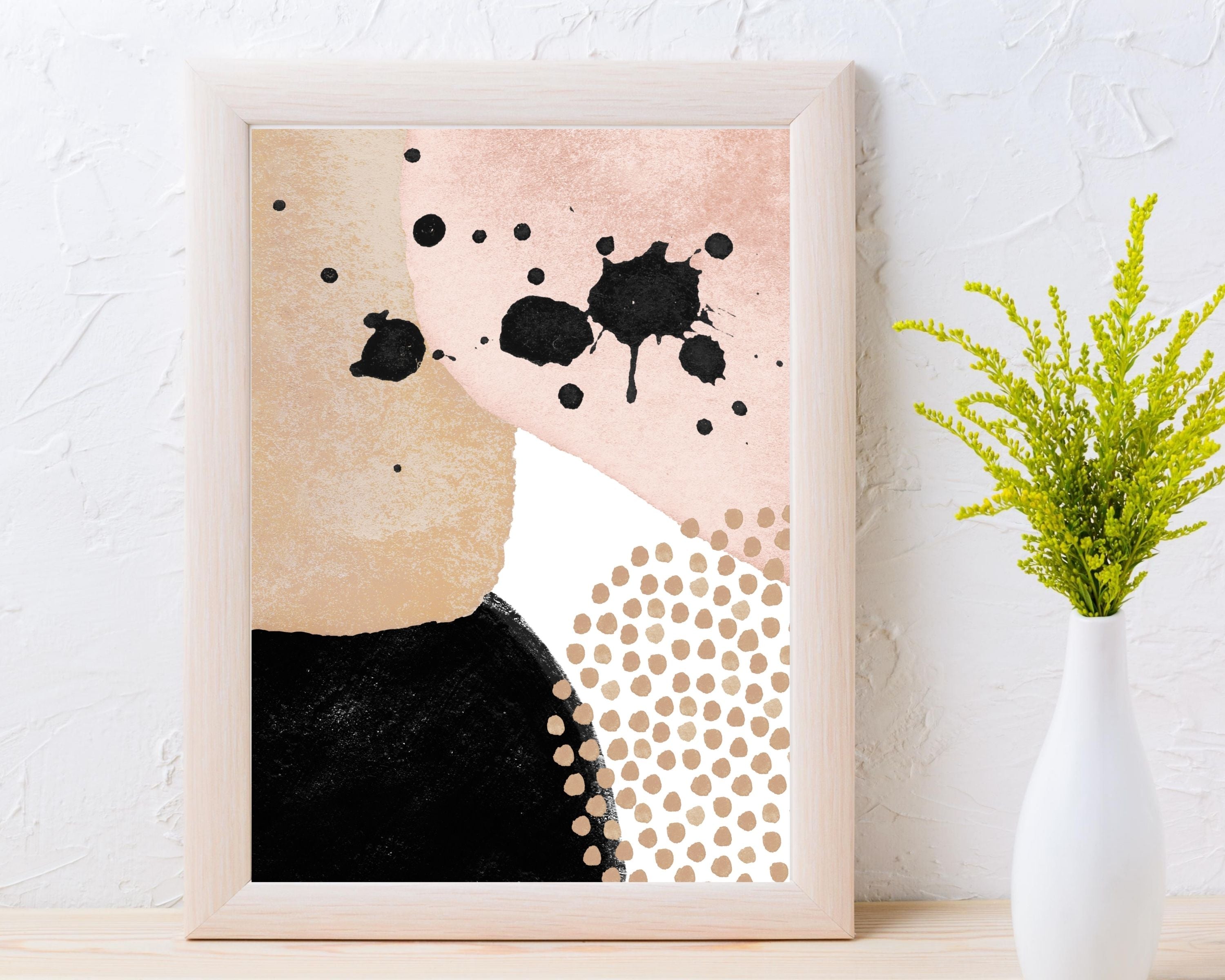 Abstract Boho Art Prints | Blush Pink Black Beige