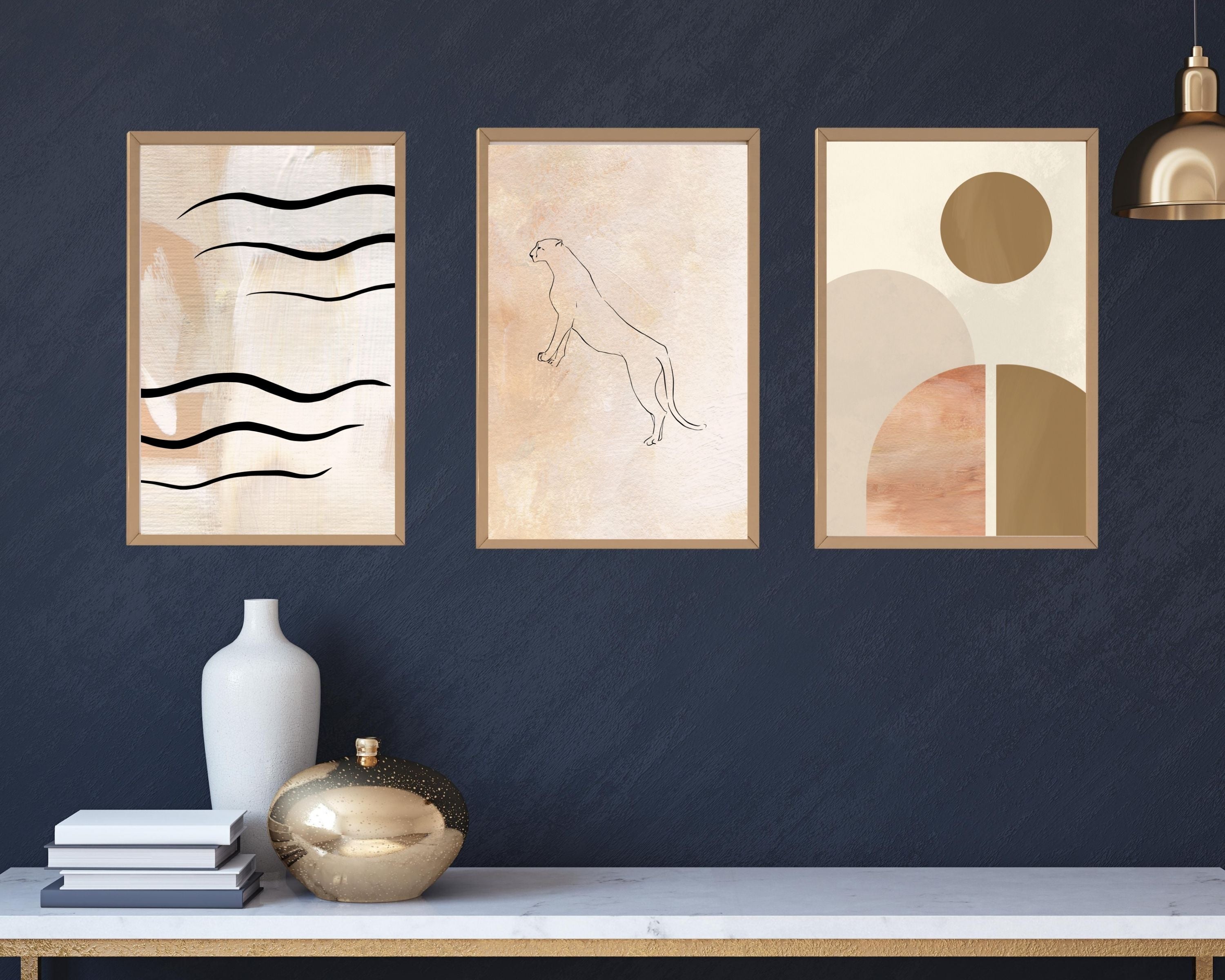 Abstract Terracotta Art Prints | Cream Amber Beige