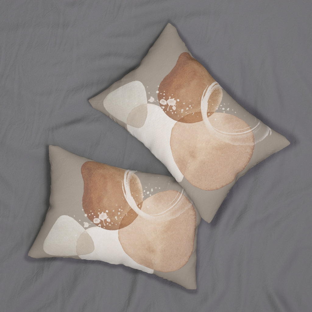 Abstract Boho Lumbar Pillow | Beige Cream Brown