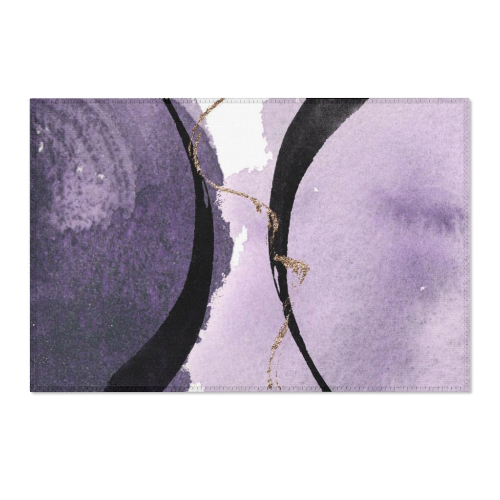 Abstract Area Rug | Lavender Purple Black
