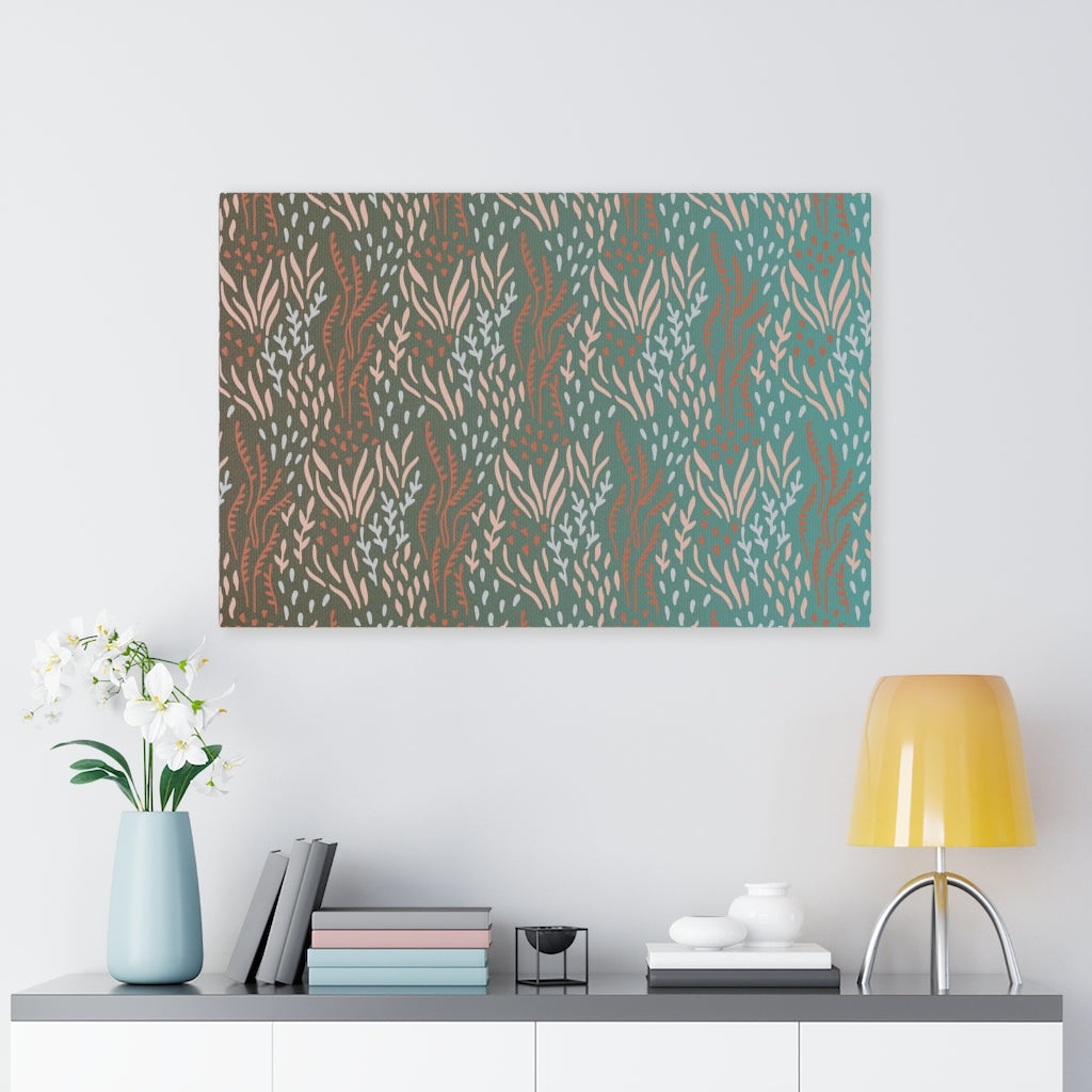 FLORAL CANVAS ART | Teal Brown Rust