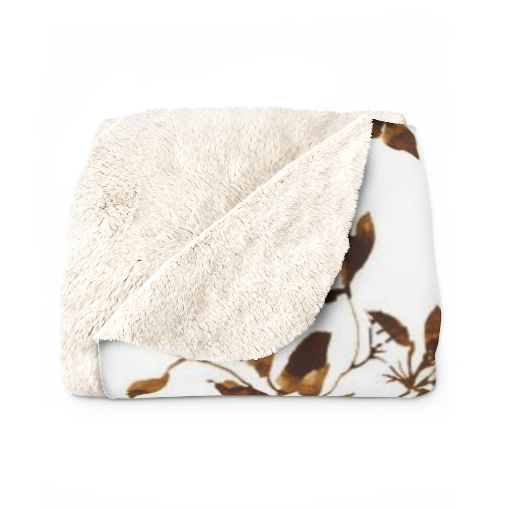 Floral Boho Comfy Blanket | Sienna Brown Leaves