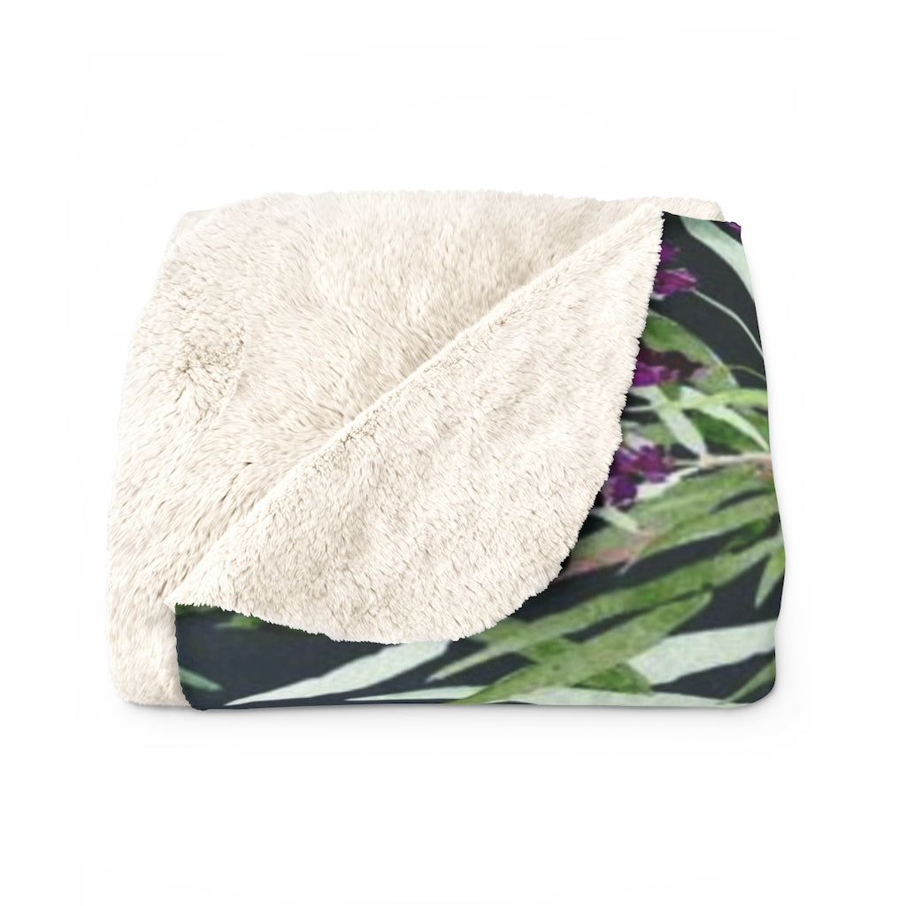Floral Boho Comfy Blanket | Navy Lavander Green
