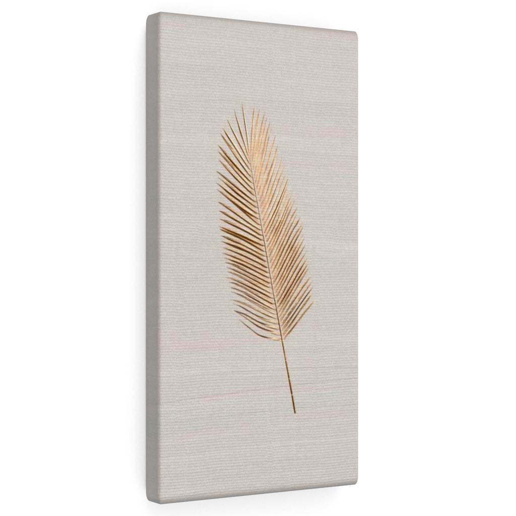 Modern Wall Canvas Art | Beige Gold Feather