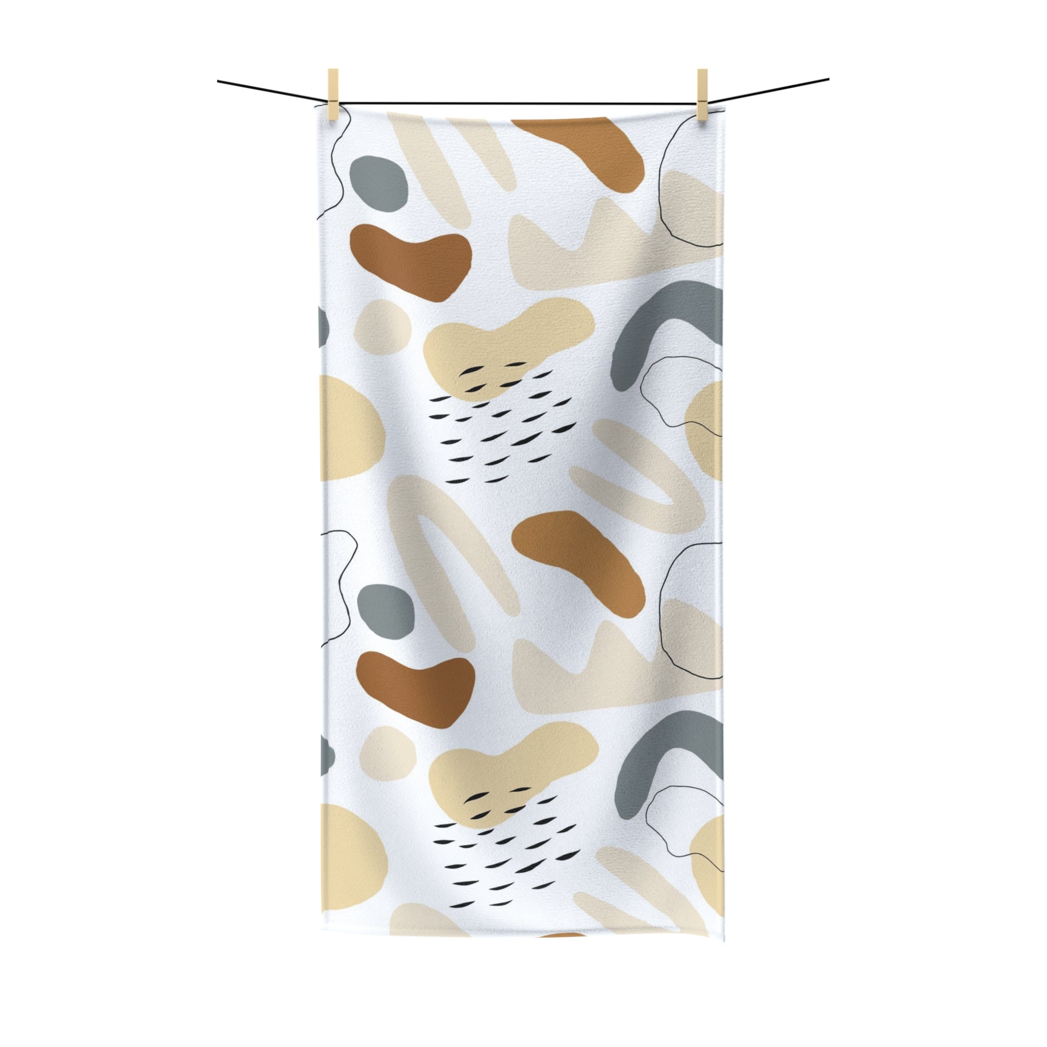 Boho Bath Towel | White Gray Brown Beige