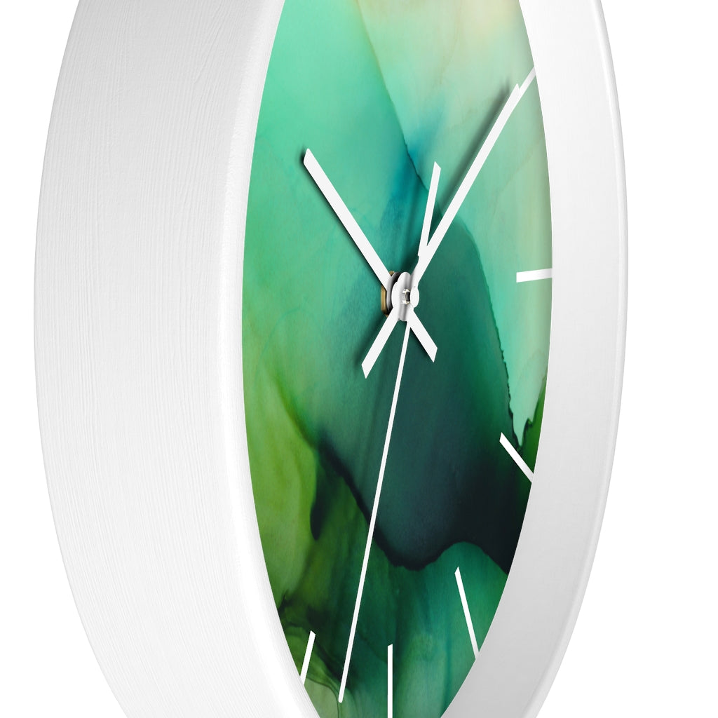 Wood Wall Clock, Green Ombre 10"