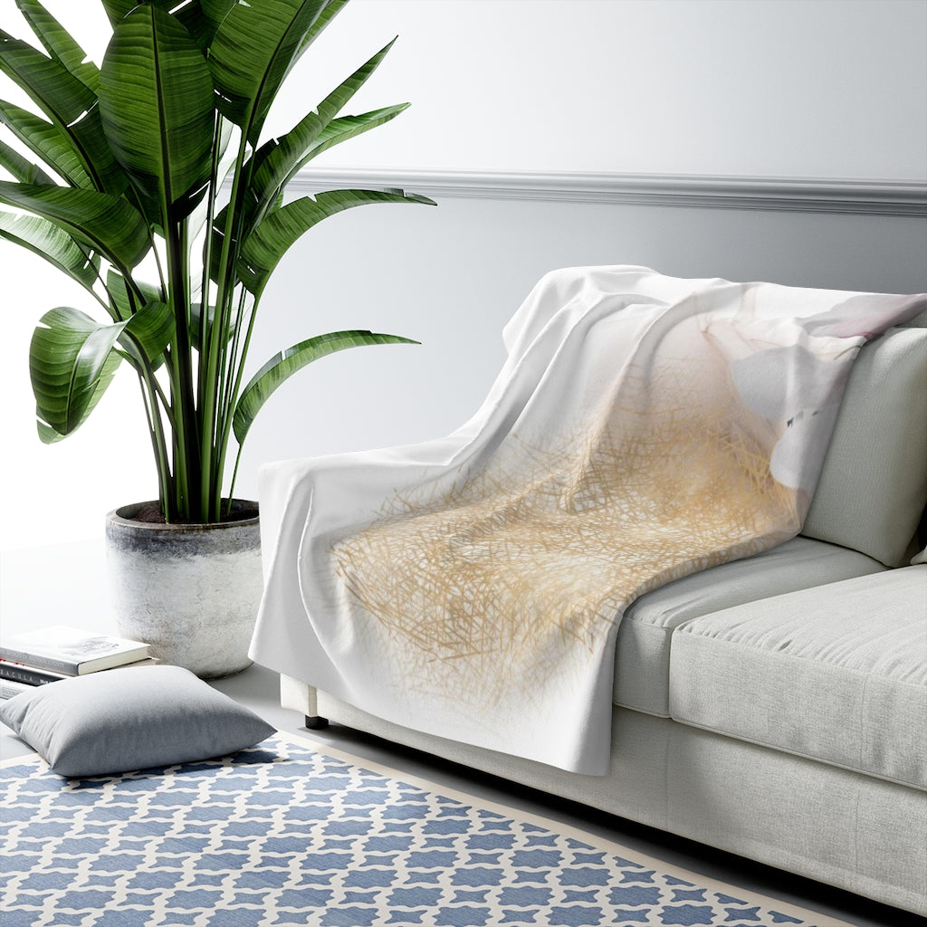Floral Comfy Blanket | White Gold Mauve