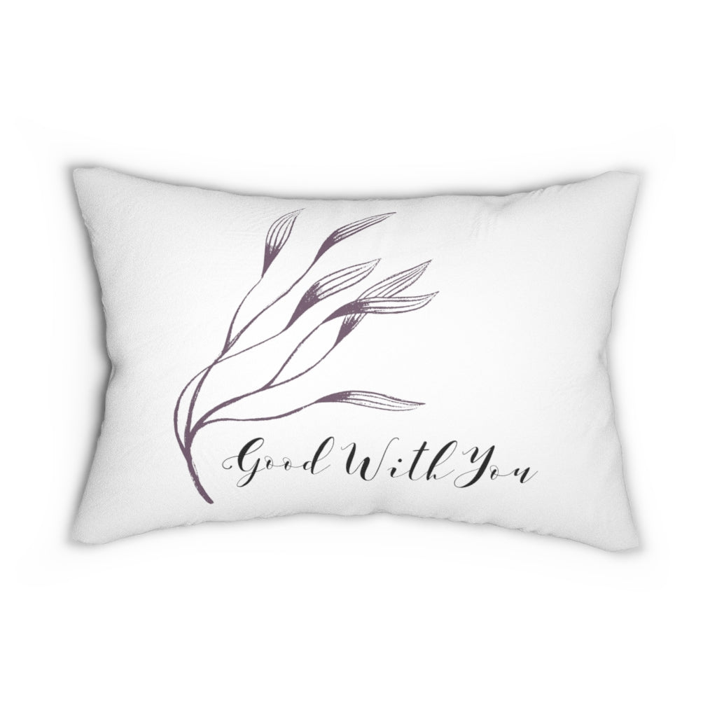With Saying Lumbar Pillow | White | Good With You
