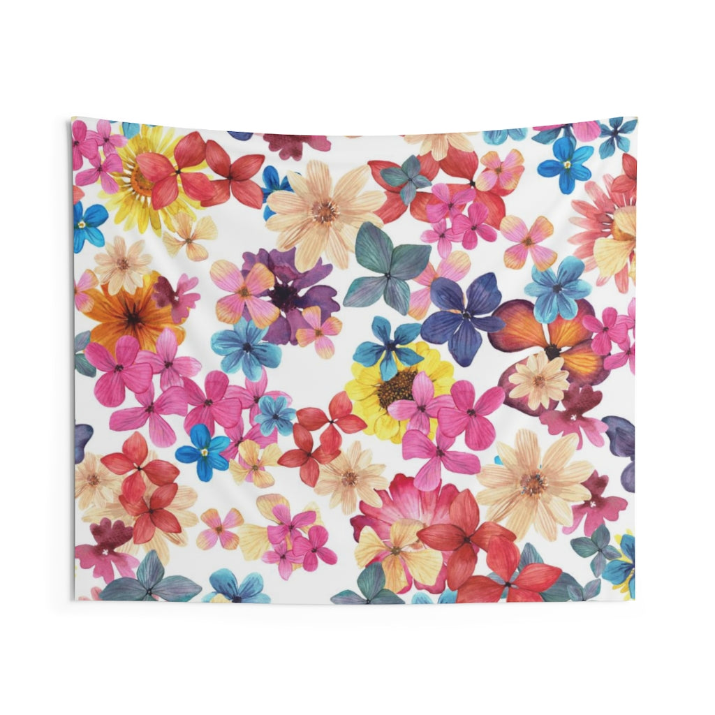 Floral Tapestry | Rainbow White Assorted Flowers