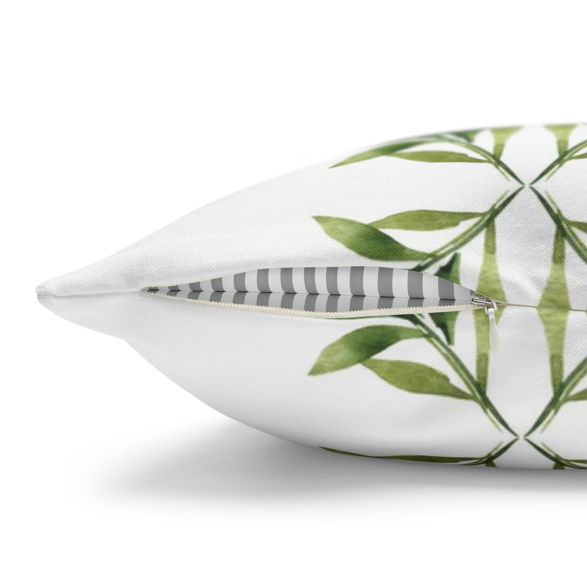 Floral Pillow Cover | Sage Green Leaves, White