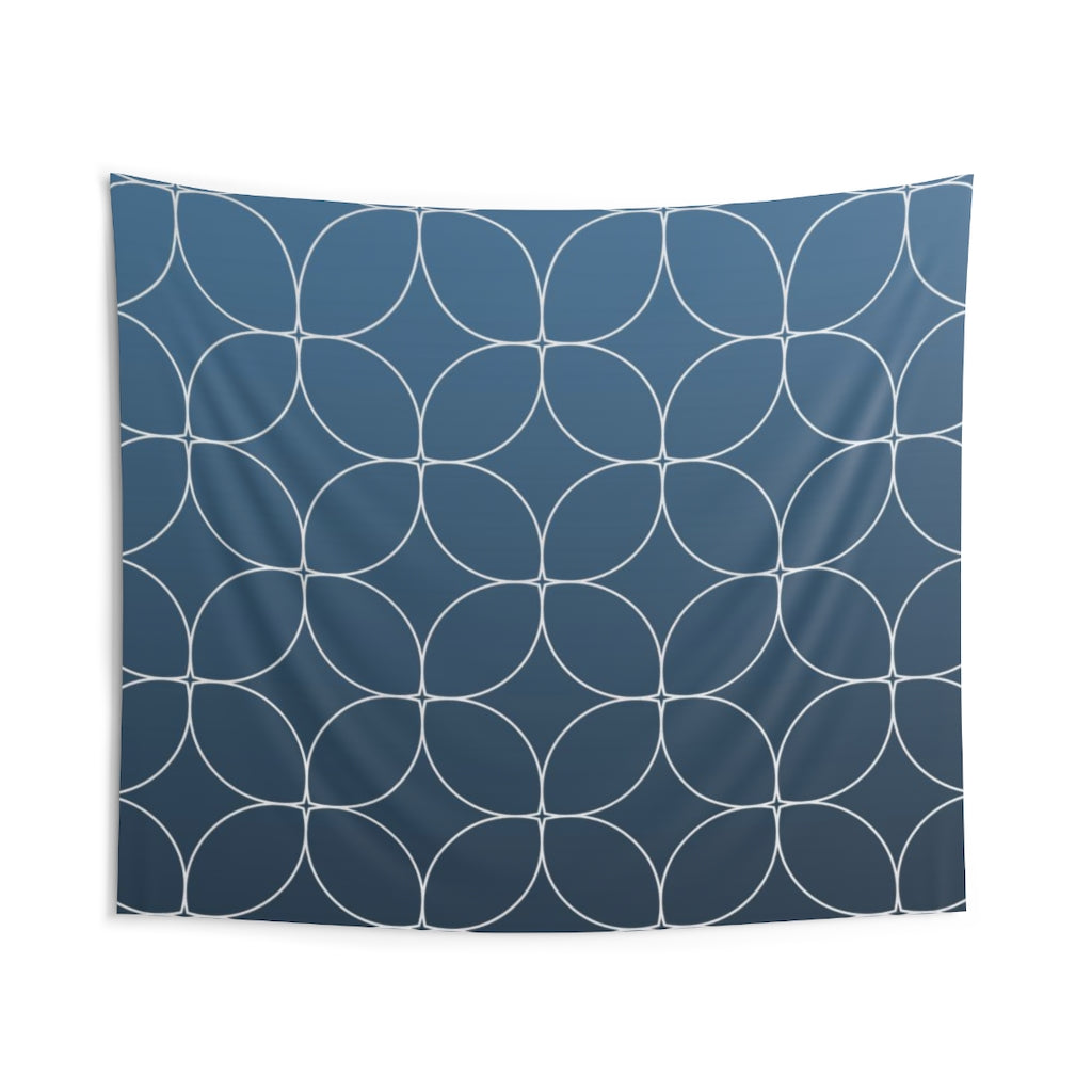 Geometric Tapestry | Navy Blue White