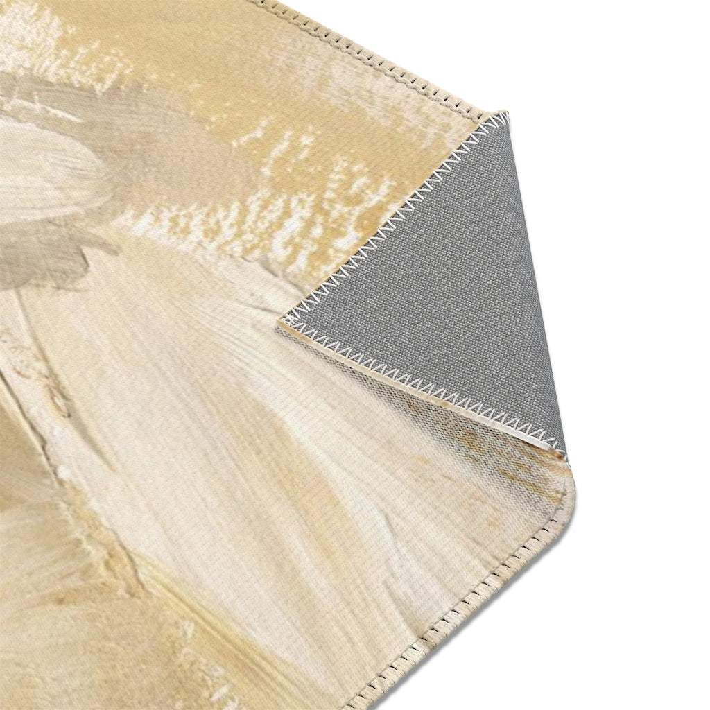 Abstract Area Rug | Cream Green Beige Gold Acrylic