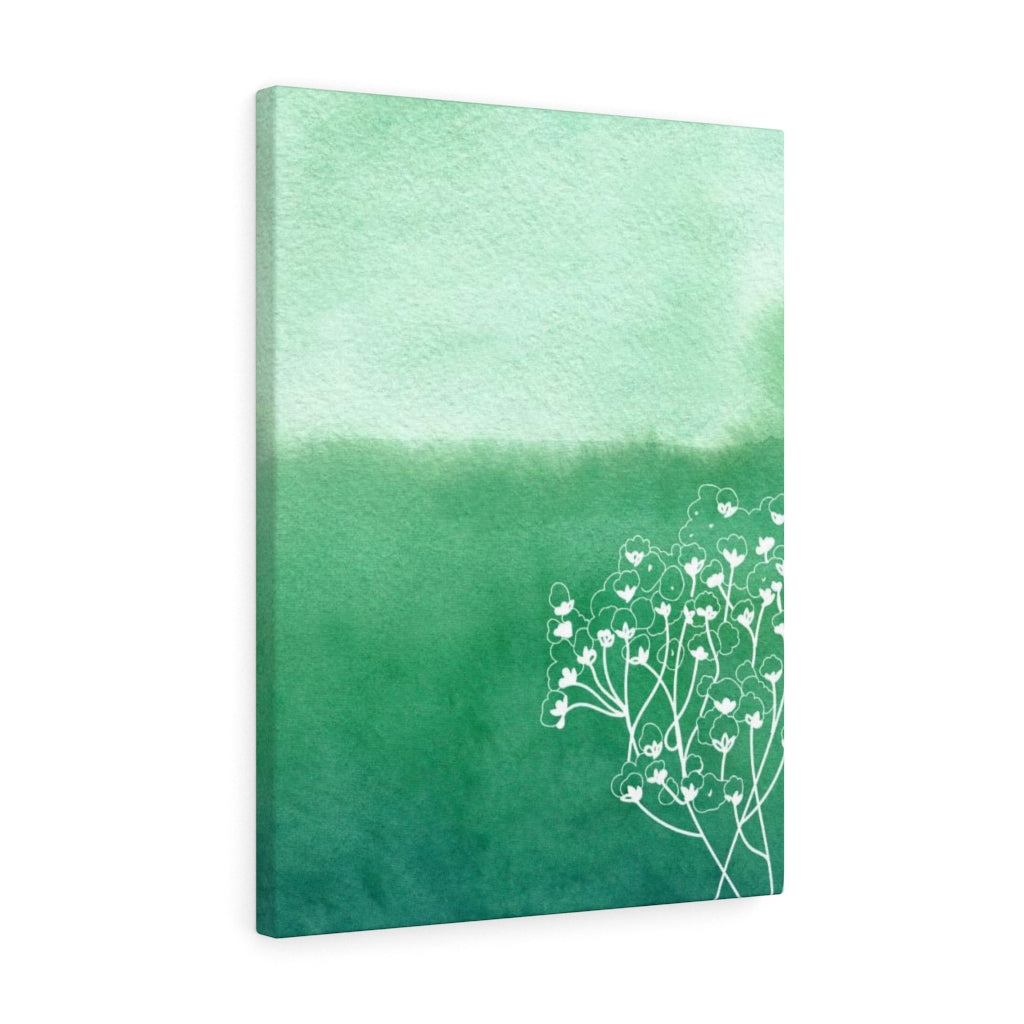 FLORAL WALL CANVAS ART | Green White Ombre