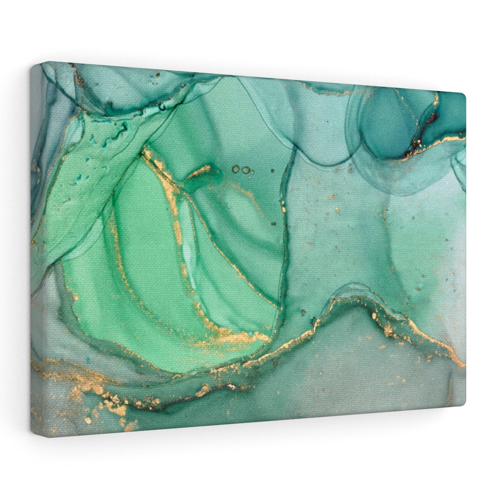 Abstract Canvas Art | Green Gold White