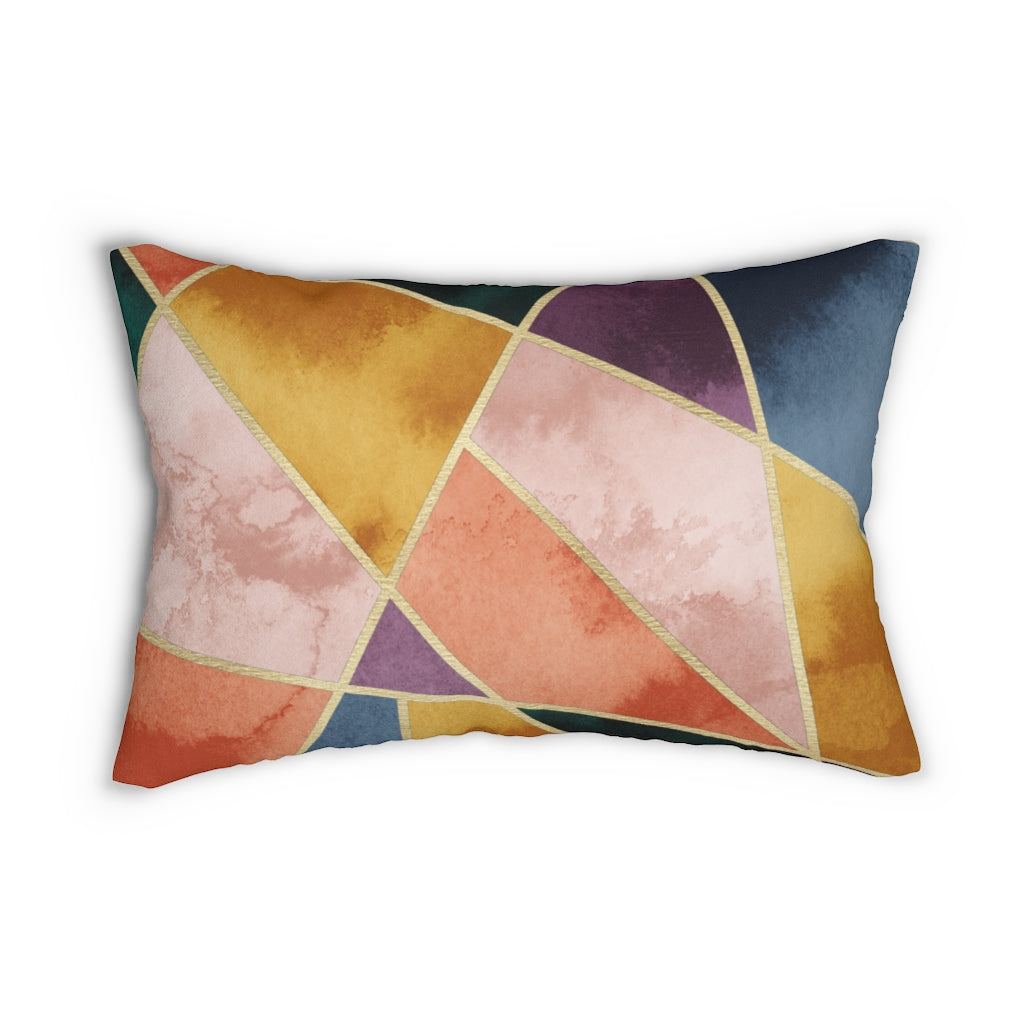 Geometric Boho Lumbar Pillow | Yellow Blush Pink Gold