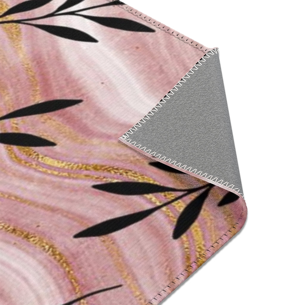 Floral Area Rug | Mauve black Gold Beige
