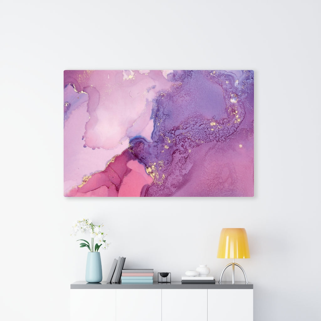 Abstract Canvas Art | Purple Pink Gold