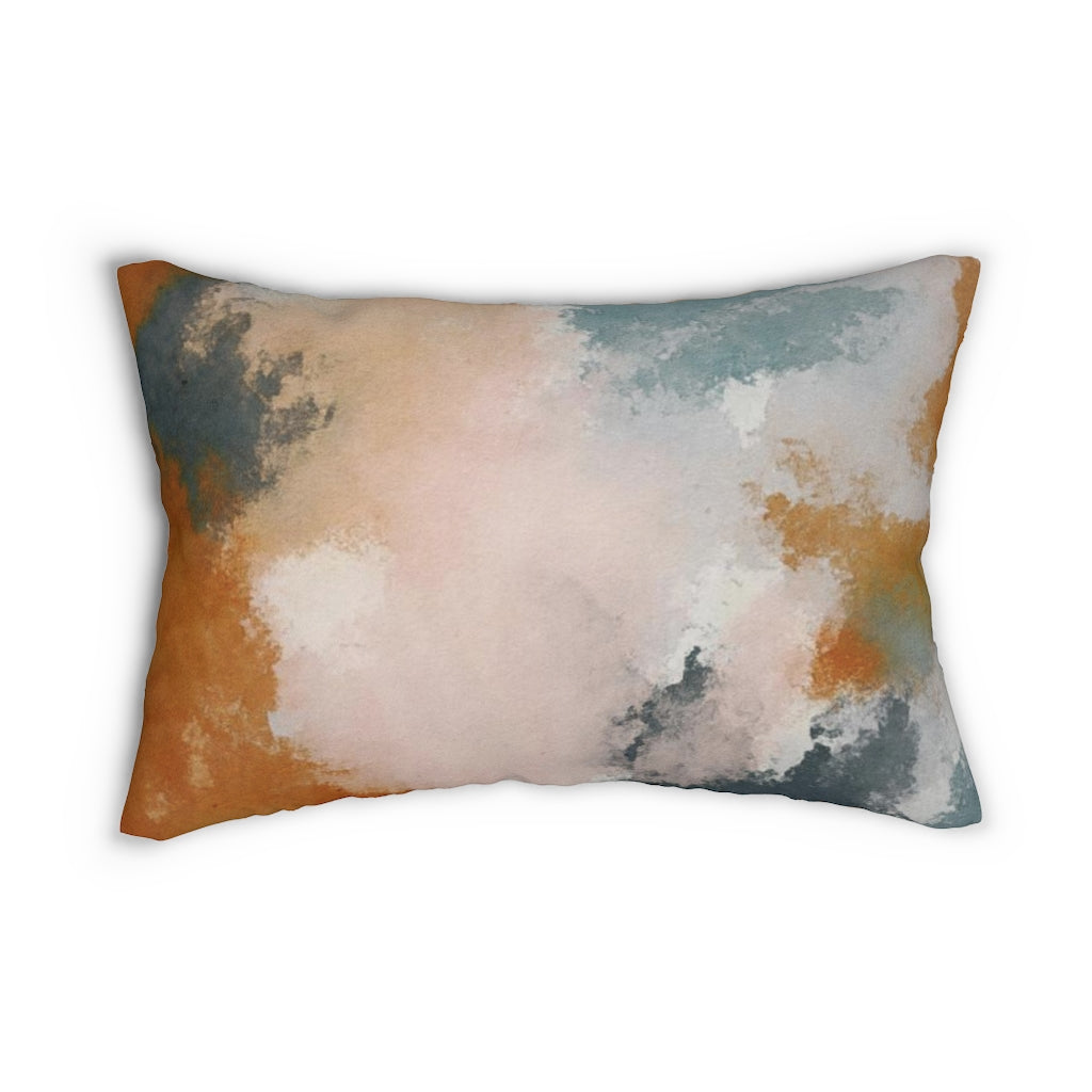 boho accent throw pillow for couch and bed. rectangle stuffed pillow.  Abstract Boho Lumbar Pillow