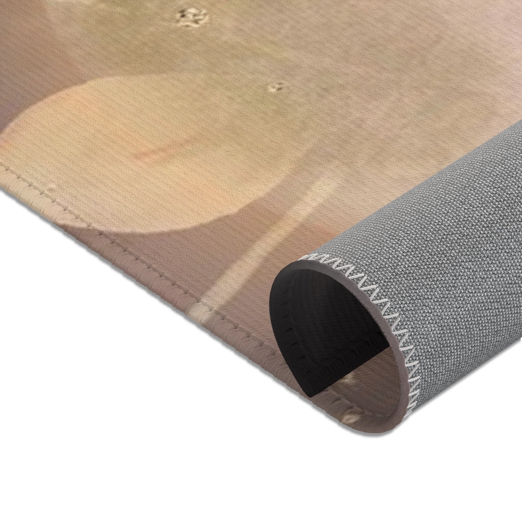 Floral Area Rug | Dark Blush Pink Green Gold